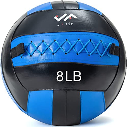 JFit Wall Ball – Premium Soft Weighted Exercise Ball for Strength, Conditioning, Gym & Home Workouts, 4-30 LB - color: Blue/Black, style: 8-Pound