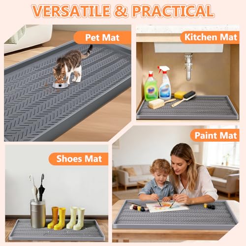 Kalolary 30" x16" Silicone Plant Trays Plant Saucer Growing Tray Rectangular Heavy Sturdy Silicone Plant Drainage Saucers Plant Drip Trays for Pots Seed Starter Growing Trays
