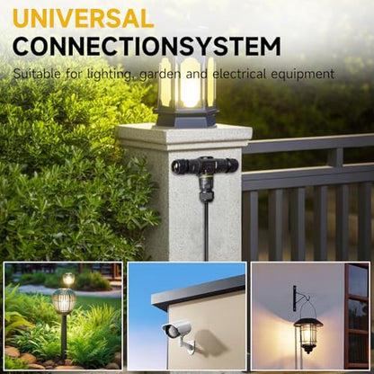5 PCS IP68 Waterproof Cable Connectors, T-Shape Junction Box 3-Pin Earth Cable Connection Sleeve for Ø5-12mm Cable Diameter, Nylon Material