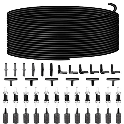 Aquarium air Pump Accessories Set-9.84/26.25/101.71 feet Aquarium Airline tubing Hose,Check valves,air Stones and connectors of I,L,T Shape (101.71feet Hose 12stone 12check Valve 18connector) - size: 101.71feet hose 12stone 12check valve 18connector
