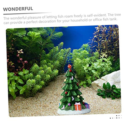 Fish Tank Christmas Decoration - Reptile Aquarium Tree Decor - Turtle Accessories for Tank - Table Resin Desktop