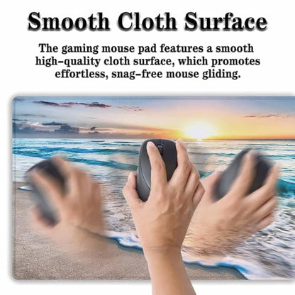 Keyboard Mats Desk Accessories Kit Gaming Mousepad Big Mouse Pads Pc Desk Mat Full Desk Mat Waterproof Non-Slip Rubber Base 35.4" X 15.7" for Game Office, Beach Sunset Ocean Waves - color: Beach