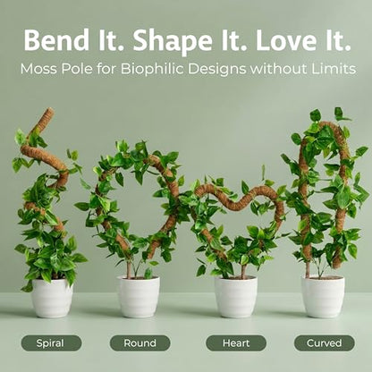 30 Inches Bendable 2 Pack Moss Pole Monstera Plant Support Stakes - Moss Poles for Climbing Plants, Plant Stakes for Indoor Plants - Coco Coir Pole Moss Stick for Monstera, Pothos.