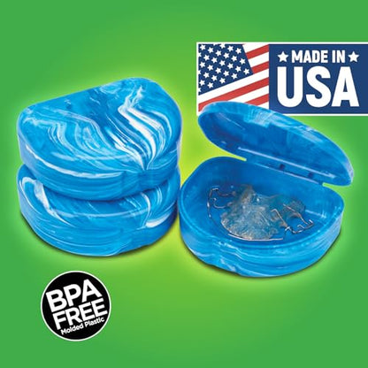 Practicon Marble Retainer Cases, Orthodontic Aligner Case, Mouth Guard Holder (3 Pack) (Blue) - color: Blue