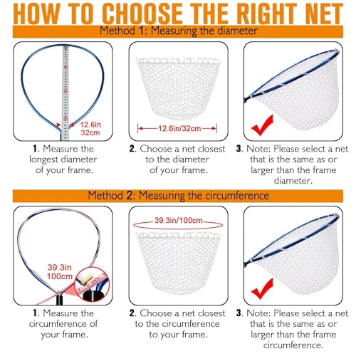Rubber Fishing Net Replacement Netting Without Handle Clear Black Fishing Nets for Fish Fly Fish Landing Net Bag for Freshwater Saltwater Foldable Trout Net Rubber Mesh 5 Sizes White Black Red