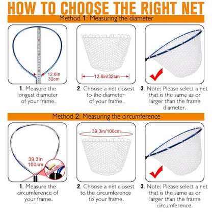 Rubber Fishing Net Replacement Netting Without Handle Clear Black Fishing Nets for Fish Fly Fish Landing Net Bag for Freshwater Saltwater Foldable Trout Net Rubber Mesh 5 Sizes White Black Red