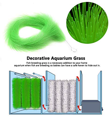 Fish Breeding Grass, Spawning Mops for Fishes, Safe Fish Hideout Decorative Aquarium Grass for Aquarium Fishes (100 x 15 cm)