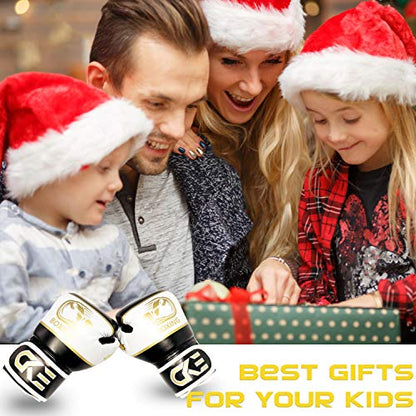 CKE Boxing Gloves for Kids Ages 5-12, Beginner Punch Bag Training Gloves - color: BLACK