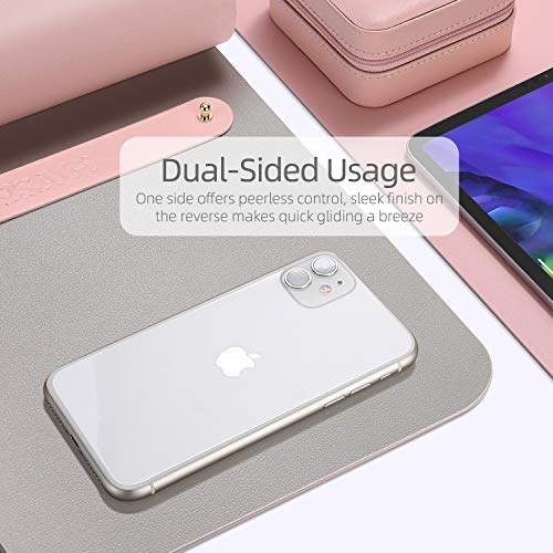 YSAGi Multifunctional Office Desk Pad, Ultra Thin Waterproof PU Leather Desk Mat, Dual Use Desk Writing Mat for Office/Home (35.4" x 17", Pink) - color: Pink, size: 35.4" x 17"
