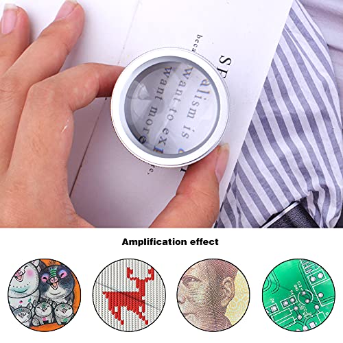 30X Magnifying Glass Portable Pocket Reading Magnifier Alloy Optics Loupes Mini Desk Magnifier Loop Microscope Lens for Jeweler Coins Maps Antiques Magazines Electronics - color: Silver