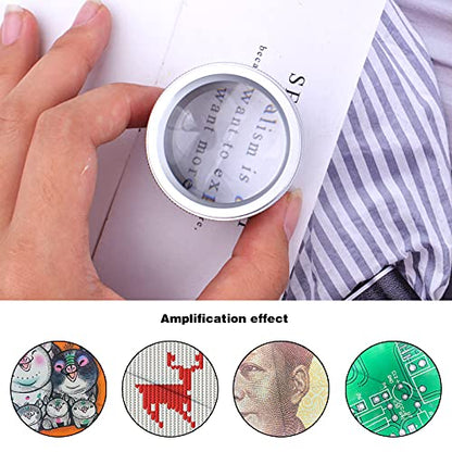 30X Magnifying Glass Portable Pocket Reading Magnifier Alloy Optics Loupes Mini Desk Magnifier Loop Microscope Lens for Jeweler Coins Maps Antiques Magazines Electronics - color: Silver