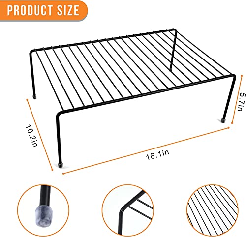 Large Cabinet Storage Shelf Rack (16.1 x 10.2 Inch), Kitchen Counter Organizer, Fridge and Bathroom Cupboard Storage Rack (Black, 2) - color: Black