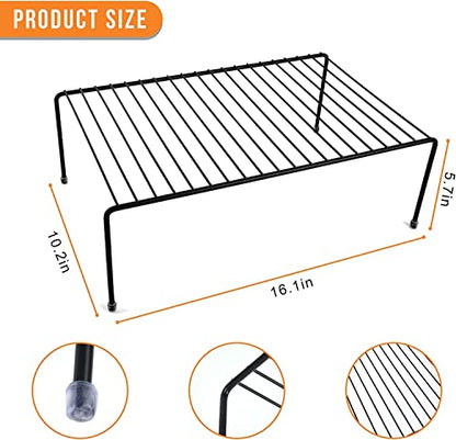 Large Cabinet Storage Shelf Rack (16.1 x 10.2 Inch), Kitchen Counter Organizer, Fridge and Bathroom Cupboard Storage Rack (Black, 2) - color: Black