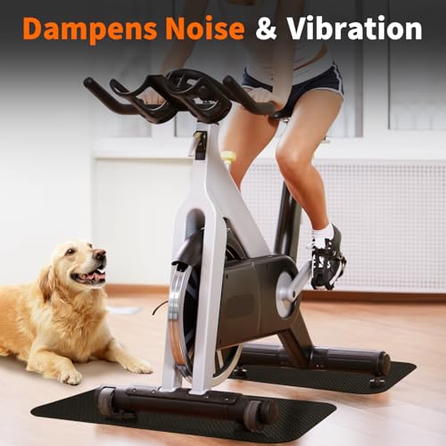 THAILE 2-Pack Bike & Rowing Machine Mats, 4mm, for Peloton & Yosuda | Stability & Cushioning Reduces noise and vibration under Peloton-compatible bikes, spin bikes, treadmills and walking pads. - size: 23.6"L x 11.8"W x 0.14"Th