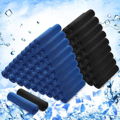 Hosuly 100 Pack Cooling Towels, 40"x12" - color: Deep Blue, Black