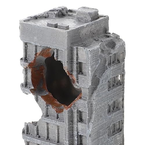 2pcs Aquarium Castle Ruins Decoration - Resin Fish Tank Cave Ornament - Mini Realistic City Building - Fish Shrimp Shelter Cave Hideout