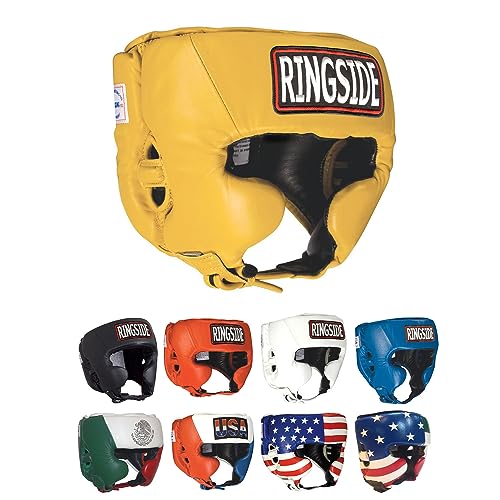 Ringside Competition Boxing Muay Thai MMA Sparring Head Protection Headgear with Cheeks - color: Gold, size: X-Large