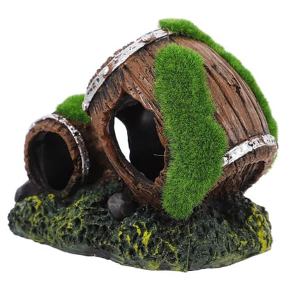 BESPORTBLE Resin Barrel Fish Tank Ornament Unique Aquarium Decor Cozy Hideout for Betta and Small Fish Low Maintenance Decorative Landscaping for Freshwater Aquariums