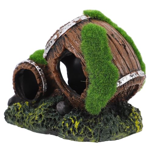 BESPORTBLE Resin Barrel Fish Tank Ornament Unique Aquarium Decor Cozy Hideout for Betta and Small Fish Low Maintenance Decorative Landscaping for Freshwater Aquariums