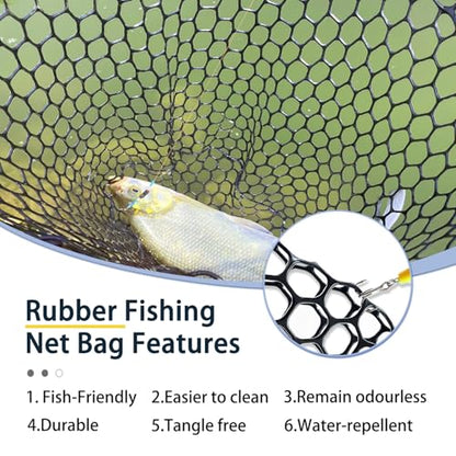 Telescoping Metal Lock Fishing Net with Handle Red Green 64" 52" Rubber Fish Net - Adjustable Length Lightweight Foldable Large Big Collapsible Extendable Fishing Net - color: upgraded metal lock(3-section pole)