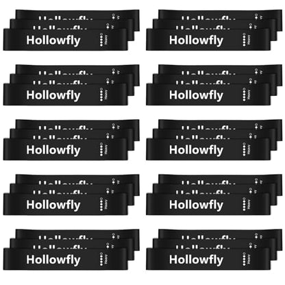 Hollowfly 30 Pcs Bulk Resistance Bands Latex Loop Non Slip - color: Black