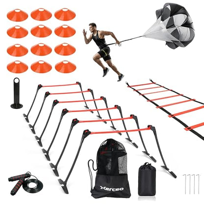 Premium Adjustable Collapsible Hurdle and Agility Ladder Set