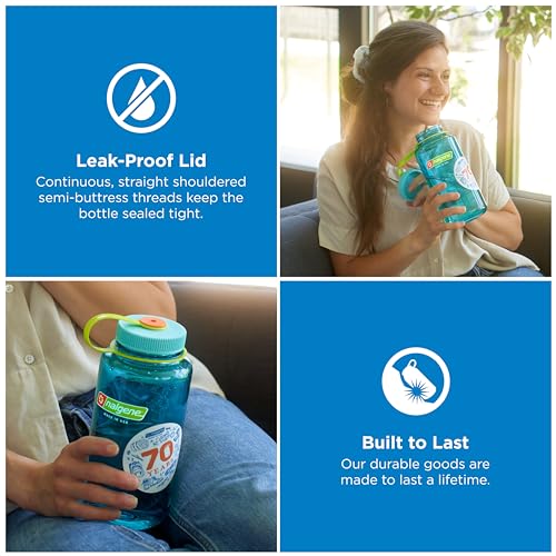 Nalgene 32 oz Wide Mouth Water Bottle, Cerulean - color: Cerulean, size: 32 Ounces