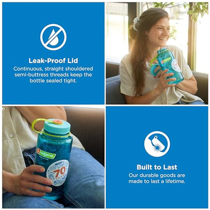 Nalgene 32 oz Wide Mouth Water Bottle, Cerulean - color: Cerulean, size: 32 Ounces