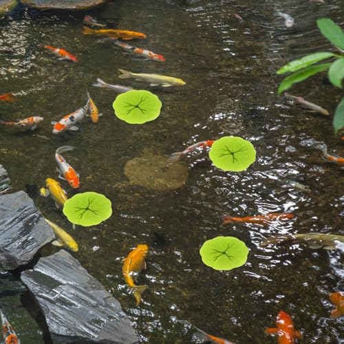 Luxshiny 40pcs Lifelike Imitation Lotus Leaves 6cm Water Lily Pads Artificial Floating Pond Decor for Aquarium Fish Tank and Home Garden Display