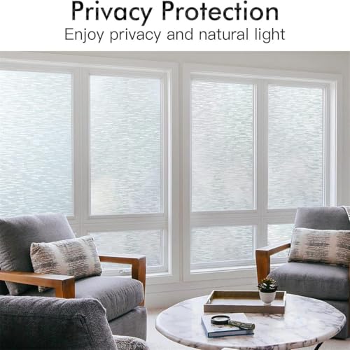 Window Privacy Film, Frosted Glass Static Cling Sun Heat Blocking Window Clings, Frosting Opaque Coverings, Vinyl Removable Stickers Tint for Home Door Office, Non Adhesive 11.8" x 39.4"