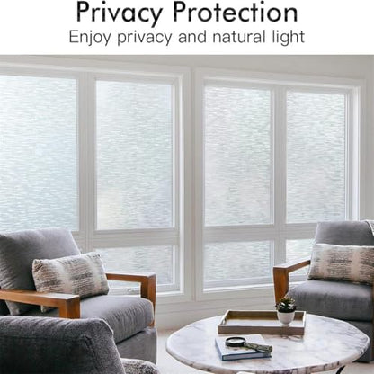 Window Privacy Film, Frosted Glass Static Cling Sun Heat Blocking Window Clings, Frosting Opaque Coverings, Vinyl Removable Stickers Tint for Home Door Office, Non Adhesive 11.8" x 39.4"