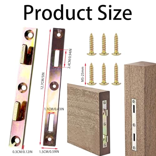 4 Set Bed Rail Fasteners Heavy Duty Bed Rail Brackets Bed Frame Rail Hardwa-5 INCH（Screws Included）