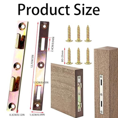 4 Set Bed Rail Fasteners Heavy Duty Bed Rail Brackets Bed Frame Rail Hardwa-5 INCH（Screws Included）
