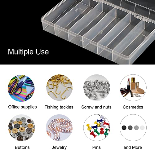 2 Pack 6 Grids Tackle Box Organizer Mascara Brushes Container Fishing Tackle Tray Box Plastic Storage Organizer Container for Crafts, Beads Earrings, Screws, Nail, Pins - size: 6 grids 2pcs no dividers