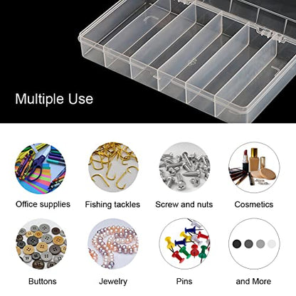 2 Pack 6 Grids Tackle Box Organizer Mascara Brushes Container Fishing Tackle Tray Box Plastic Storage Organizer Container for Crafts, Beads Earrings, Screws, Nail, Pins - size: 6 grids 2pcs no dividers