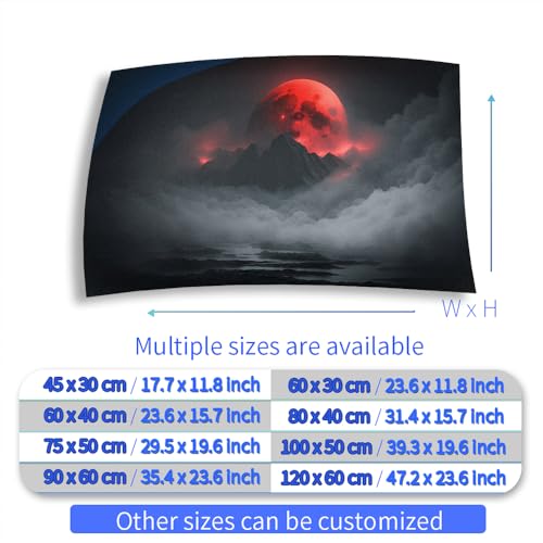 Aquarium Background Stickers - Red Moon Cloud Mist - Fish Tank Reptile Terrarium Decor Poster (120 x 60 cm / (47.2 x 23.6 inches))