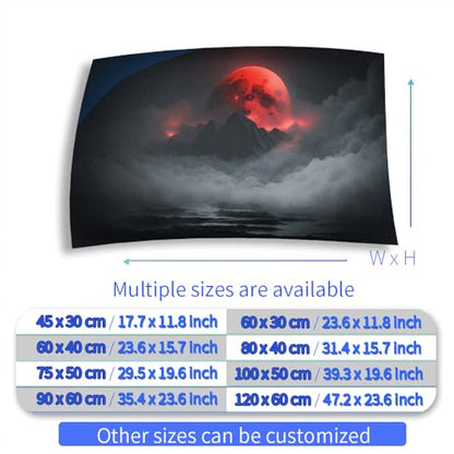 Aquarium Background Stickers - Red Moon Cloud Mist - Fish Tank Reptile Terrarium Decor Poster (120 x 60 cm / (47.2 x 23.6 inches))