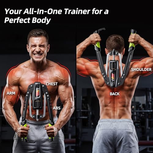 EAST MOUNT Twister Arm Exerciser, Adjustable Hydraulic Resistance 22–440 lbs, Arm Chest & Shoulder Strength Trainer for Home Workouts, Upper Body Muscle Builder, Fitness Training Equipment - color: Lime