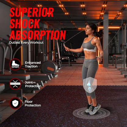 SUPERJARE 0.79'' Extra-Thick 6 Pcs 24 Sq Ft Exercise Equipment Mats - color: Black/Blue, size: 6 Tiles (24 Sq Ft)