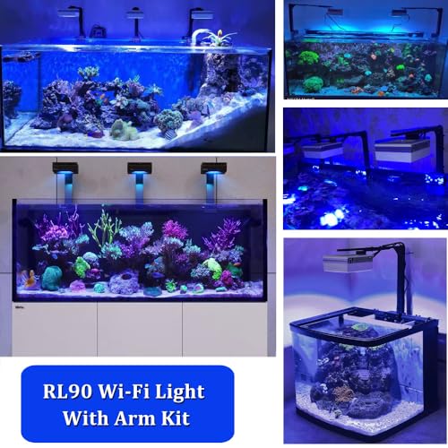 RL90 Reef Marine Led Aquarium Lighting Full Spectrum Reef Aquarium LED Lighitng for Coral Saltwater Fish Tank(RL90 with Arm Kit) - size: RL90 With Arm Kit
