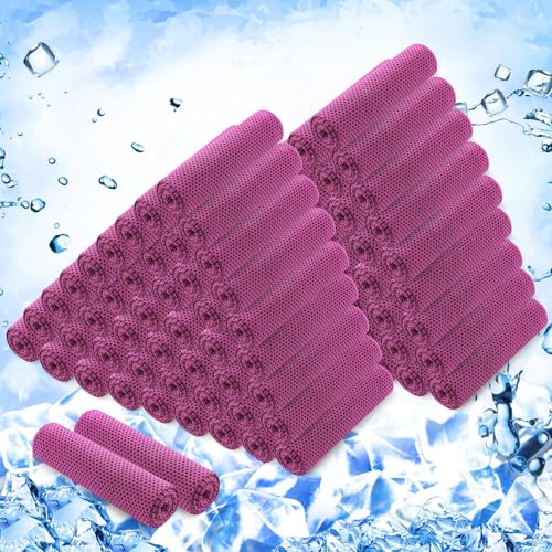 Hosuly 100 Pack Cooling Towels, 40"x12" - color: Rose Red