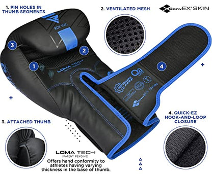 RDX Kids Unfilled Punching Bag Set 2FT, Non Tear Maya Hide Leather Kara Junior Hanging Bag for Kickboxing MMA Muay Thai Taekwondo Karate BJJ Strength Training, Home Gym Equipment - color: BLUE