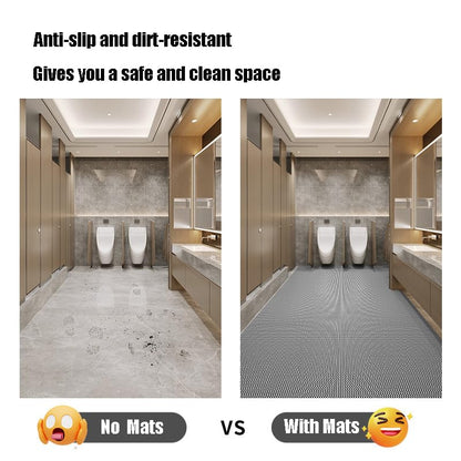 WLWLEO Drainage Non Slip Floor Mats for Pool Restroom Basement Garage Restaurant Sauna SPA Indoor Outside Wet Area, Heavy Duty PVC Water Drain Anti Slip Commercial Flooring Mat,Gray/Grey,0.9×5M