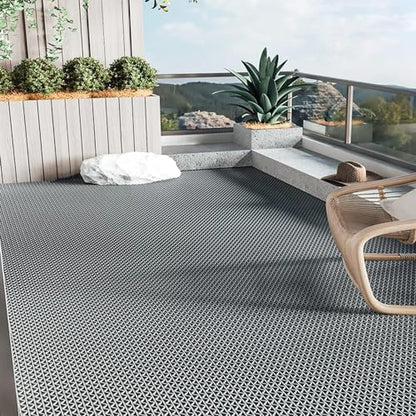 PVC Drainage Floor Mat 3X10 FT Non-Slip Commercial Wet Area Mat for Outdoor and Indoor Restaurant Kitchen Bar Swimming Pool Splash Matting Water Drain Flooring Mat,Grey