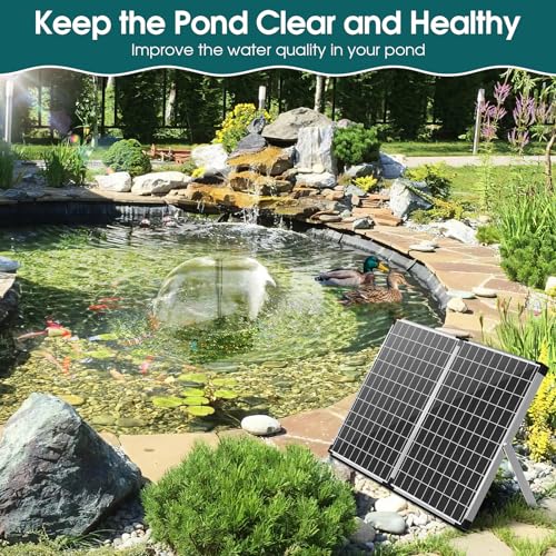 55W Solar Pond Filter, Solar Fountain Pump with Pond Filter Kit Adjustable Flow, Pond Filter Box with Filter Medias for Outdoor Ponds Fish Tank Pool Waterfall Koi Pond Water Features