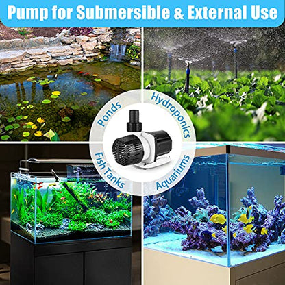 dc-9000 Silent Swirl Controllable DC aquarium Pump 60W 2377GPH marine wavemaker 24V return pump with sine wave Controller for salt/Freshwater fish reef tank sump Circulation