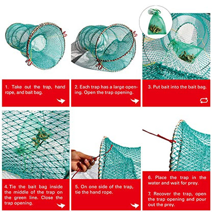 Crab Spring Trap 2 pcs - Bait Trap for Lobster, Crawfish, Shrimp, Portable Folding Collapsible Fishing Traps Nets Fishing Accessories - style: 2pcs X Spring Trap - Large