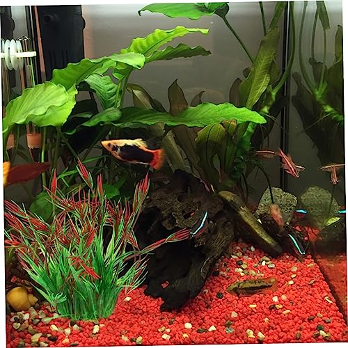 Alipis 2pcs Artificial Aquarium Grass Plants Fish Tank Decorations Flat Bottom and Weighted Base Lifelike Underwater Plant Arrangement