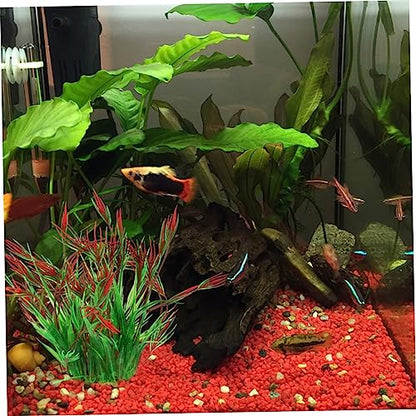 Alipis 2pcs Artificial Aquarium Grass Plants Fish Tank Decorations Flat Bottom and Weighted Base Lifelike Underwater Plant Arrangement
