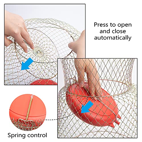 Floatable Galvanized Steel Wire Fish Basket, Collapsible Floatable Wire Fishing Basket, Portable Floating Fishing Net Baskets, Robust and Easy to Use
